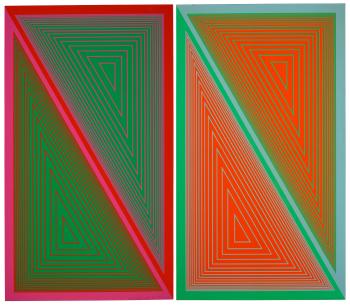 Triangulated Green and Triangulated Orange by 
																	Richard Anuszkiewicz