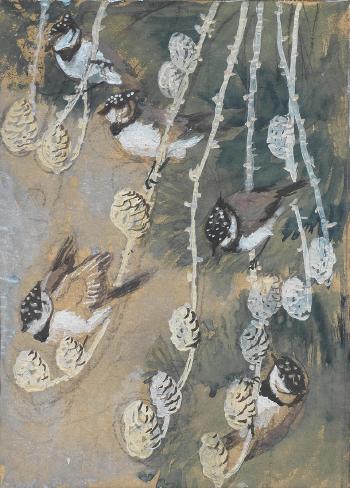 Crested Tits by 
																	Charles Frederick Tunnicliffe