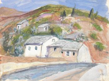 Roadside Cottages, Corsica by 
																	Anne Redpath