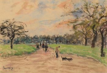 Regent's Park in Autumn (together with a further pastel, landscape scene, by the same hand(2)) by 
																	Paul Maze
