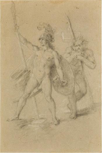 A young and an old warrior by 
																	Johann Zoffany
