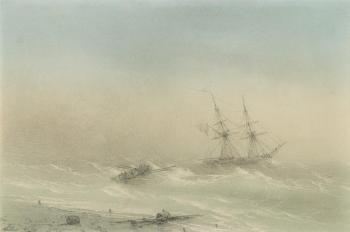 Ship by the Shore by 
																	Ivan Konstantinovich Aivazovsky