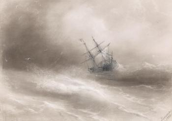 Ship in a Storm by 
																	Ivan Konstantinovich Aivazovsky