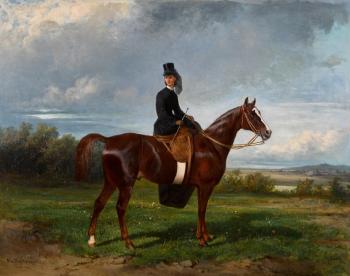 Equestrian Portrait of Seymourina Poirson by 
																	Nicolas Gregorovitch Svertschkoff