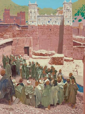 Procession before a Kasbah by 
																	Jacques Majorelle