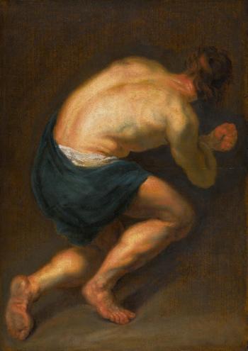 Sketch of a kneeling man, the Prodigal Son by 
																	Peter Paul Rubens