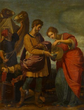 Rebecca and Eliezer at the Well by 
																	Ottavio Vannini