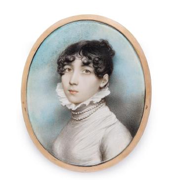 Portrait of a lady, traditionally identifed as Georgina Sophia Daniell, circa 1800 by 
																	Andrew Waddington