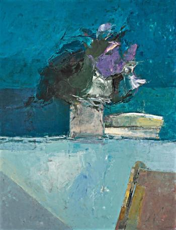 Table with Flowers and Deck Chair by 
																	Donald Hamilton Fraser