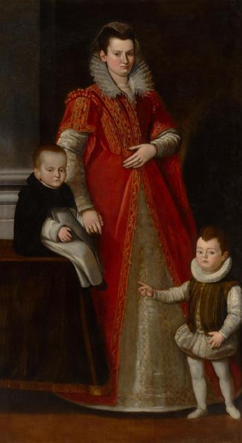 Portrait of a Lady, said to be Maria di Cosimo Tornabuoni with her sons Francesco and Nerazzo Albergotti by 
																	Giorgio Tuscani