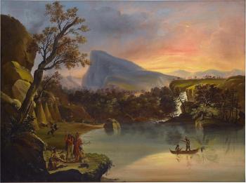 American Landscape with Indians by 
																	Nicolino Calyo