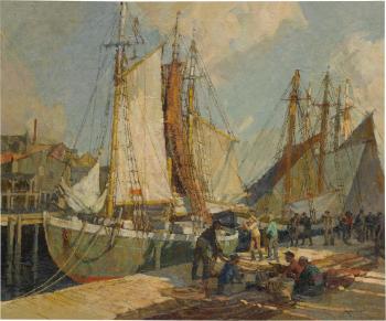 Harbor Scene by 
																	Frederick John Mulhaupt
