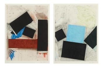 Untitled (Red SquareWith Blue); and Untitled (Blue SquareWith Green) by 
																	Joel Shapiro