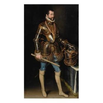 Portrait of a gentleman in armor, traditionally said to be Don Fernando Alvarez de Toledo, 3rd Duke of Alba, fulllength by 
																	Juan Pantoja de la Cruz