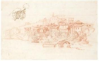 Recto and Verso: A View Along the River Tiber by 
																	Giovanni Angelo Canini