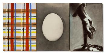 Egg and Plaid by 
																	David Salle