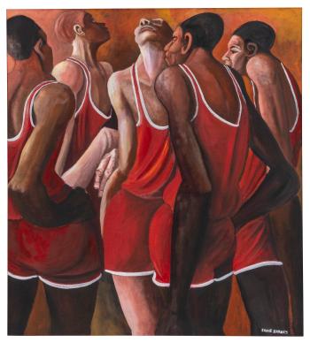 Five In Red by 
																	Ernie Barnes