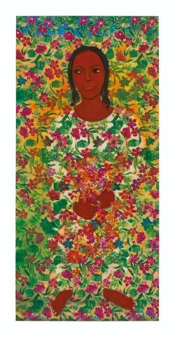 Untitled (Woman with Flowers) by 
																	Gogi Saroj Pal