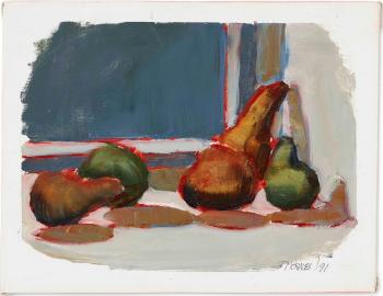 Three Pears, Two Apples, Window Sill II by 
																	Armando Morales