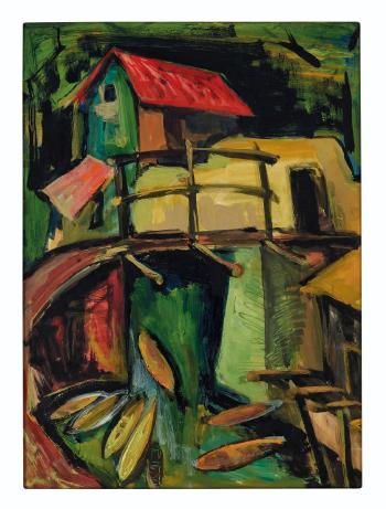 Untitled (House with Boats) by 
																	Hari Ambados Gade