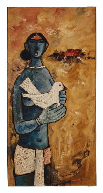 Untitled (Girl with Dove) by 
																	Lajos A