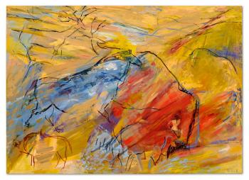Red BisonBlue Horse by 
																	Elaine de Kooning