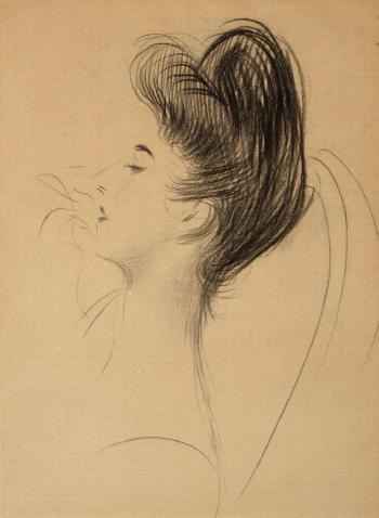 Female portrait in profile by 
																	Giovanni Boldini