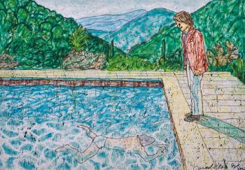 Portrait of an Artist (Pool with Two Figures) II (Inspired by David Hockney) by 
																	Miguel Angel Madrigal
