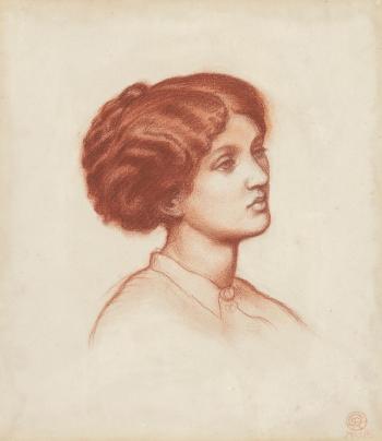 A study of Mrs Frederick Leyland, bustlength, for 'Monna Rosa' by 
																	Dante Gabriel Rossetti