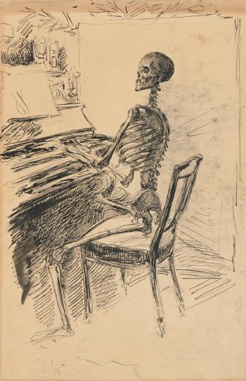 Death at the piano; Poem dedicated to Fedor Iur'evich Berends; Castle; and Breton interior by 
																	Maria Vasilevna Iakunchikova