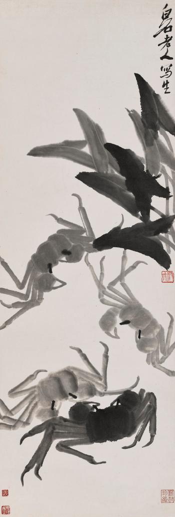 Crabs by Taro Leaves by 
																	 Qi Baishi