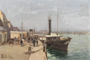 Dockside activity, possibly Le Havre by 
																	Victor Viollet le Duc