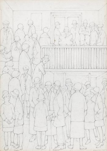 Queueing for the Garrick by 
																	Laurence Stephen Lowry
