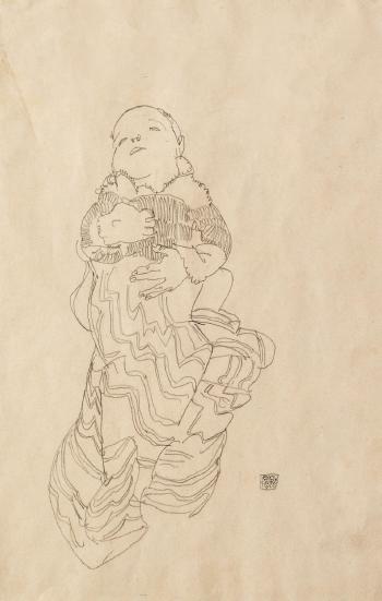 Baby im Steckkisse by 
																	Egon Schiele