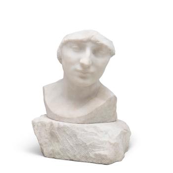 Buste de Pallas dit aussi 'Buste de Mme Russell en Pallas,' version avec casque en argent by 
																	Auguste Rodin