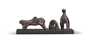 Three Piece Reclining Figure: Maquette No. 4 by 
																	Henry Moore