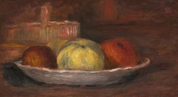 Pommes dans un plat et panier by 
																	Pierre-Auguste Renoir