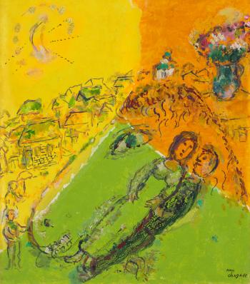 Couple dans le profil dne by 
																	Marc Chagall