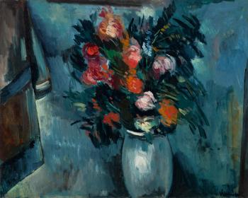 Fleurs dans un vase bleu by 
																	Maurice de Vlaminck