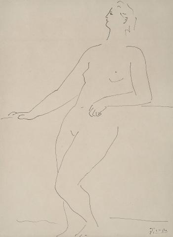Femme nue debout appuye by 
																	Pablo Picasso