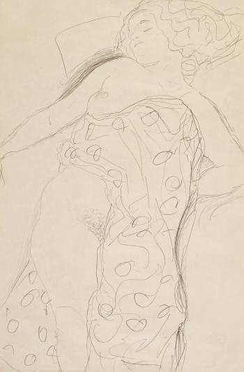 Schlafender Halbakt by 
																	Gustav Klimt