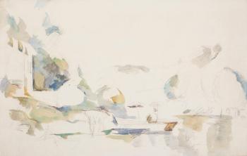 La Barque ou Le lac dAnnecy by 
																	Paul Cezanne