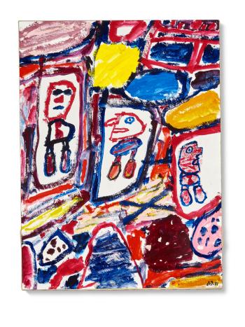 Site avec 3 personnages by 
																	Jean Dubuffet