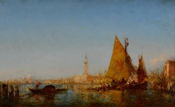 Fishing Boats in the Bacino, Palazzo Ducale and the Campanile Beyond by 
																	Felix Ziem