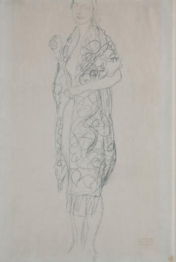 Stehende Frau nach links. Angeblich Studie fr 'Ria Munk II' (Standing Woman to the Left. Supposedly Study for 'Ria Munk II') by 
																	Gustav Klimt