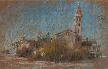 Campanile at Lido by 
																	James Abbott McNeill Whistler