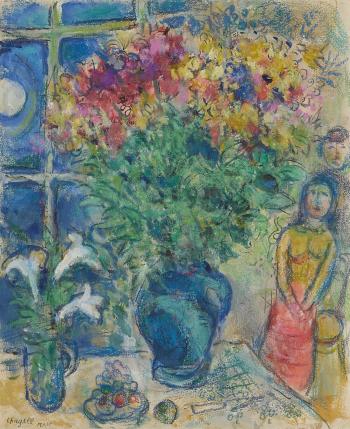 Bouquet devant la fentre by 
																	Marc Chagall