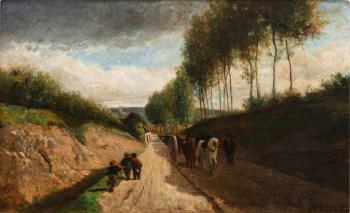 Chemin creux, environs de Chailly by 
																	Camille Pissarro