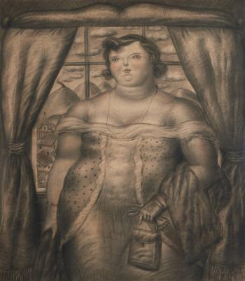 Woman with a Mink Stole by 
																	Fernando Botero