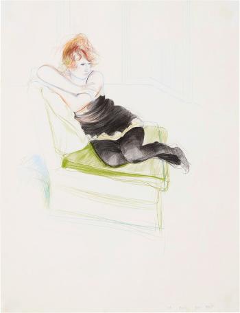 Celia in a Black Slip by 
																	David Hockney